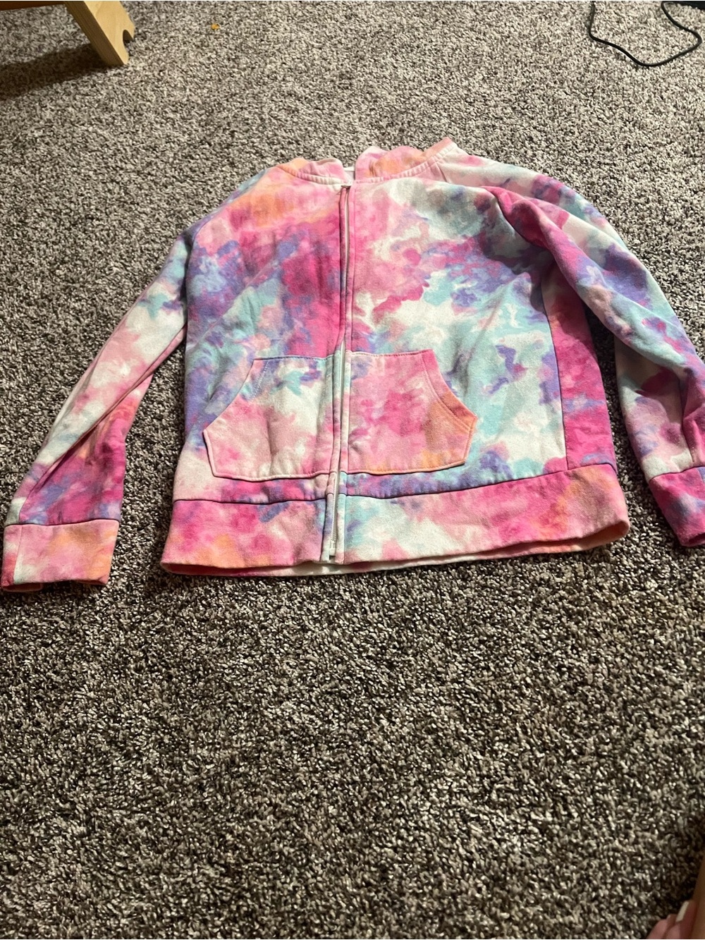 Place Girls' Tie-Dye Zip Hoodie - Pink, Purple, Aqua